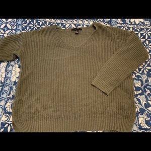 Forever 21 Oversize V-neck Olive Sweater Size S
